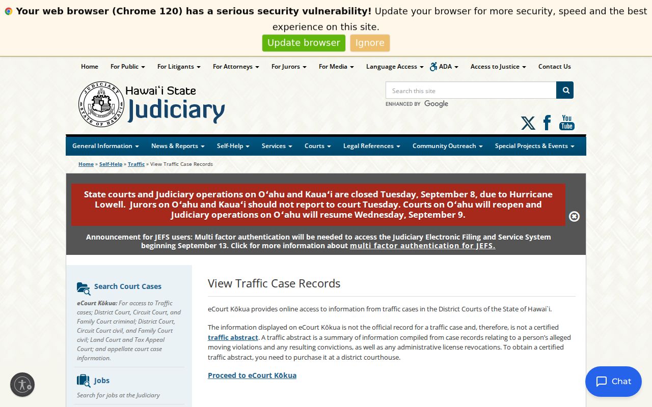 Kauai County traffic warrant record information notice
