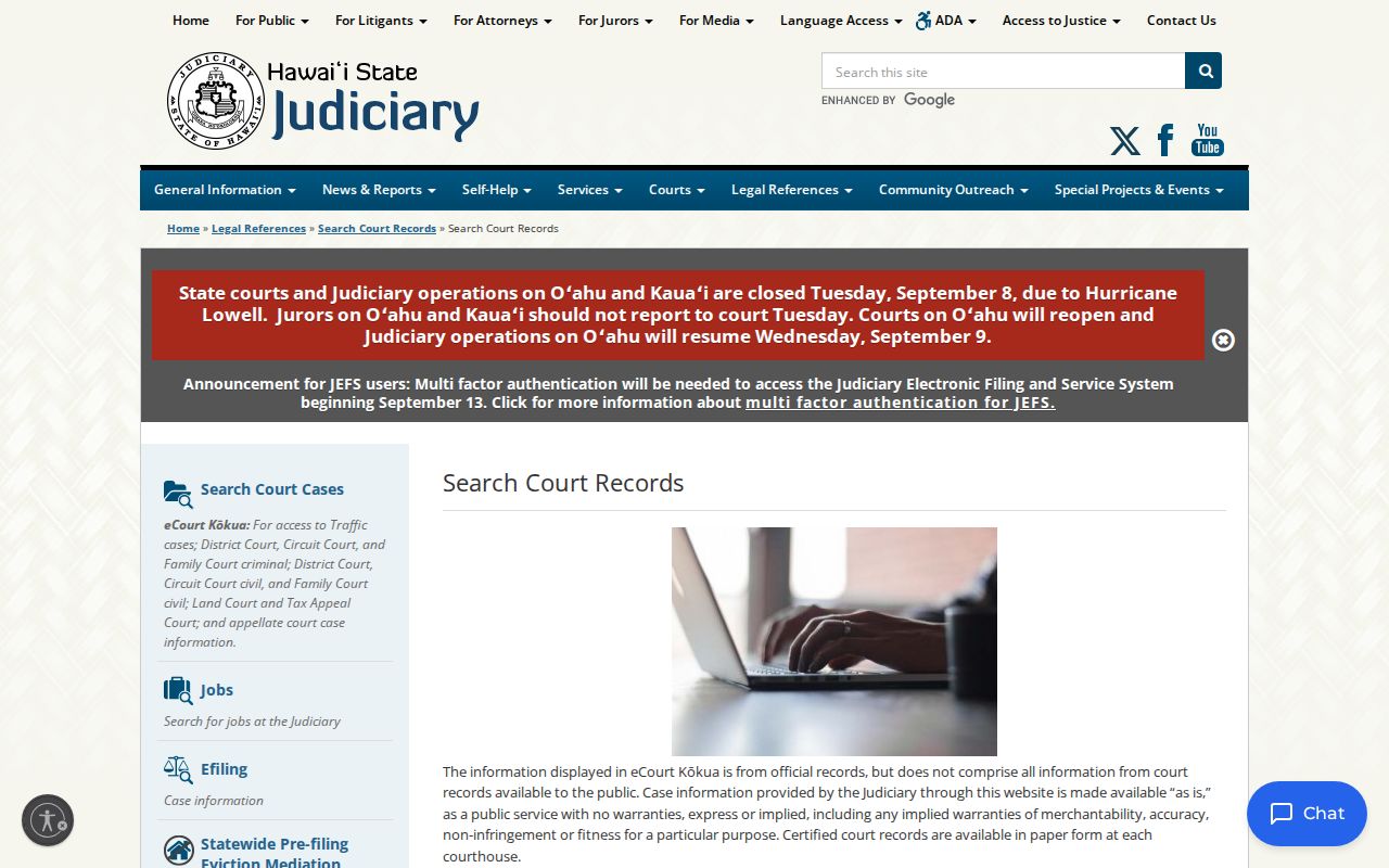 Kauai County warrant check court records instructions